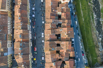 High angle view of buildings in city