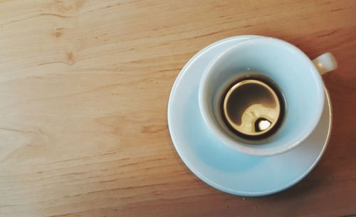 High angle view of coffee on table