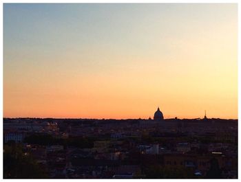 Buildings at sunset