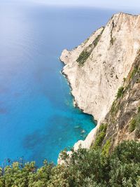 Scenic view of sea by mountain