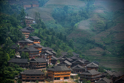 High angle shot of residential district