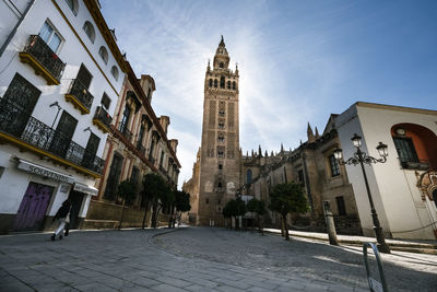 Low angle view of buildings against sky