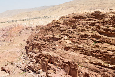 View of rock formations in desert