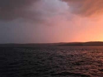 Scenic view of sea against sky at sunset