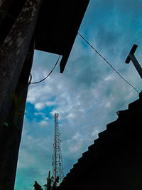 Low angle view of silhouette buildings against sky