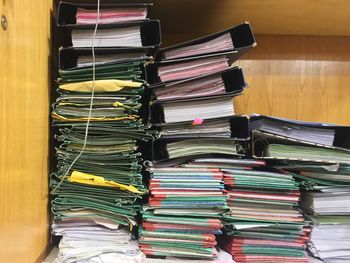 Stack of books on table