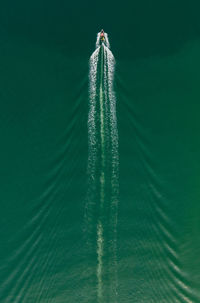 High angle view of boat in sea