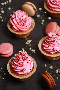 Close-up of cupcakes on table