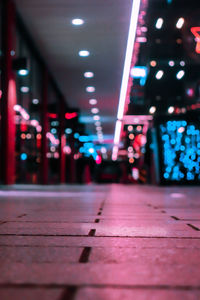 Surface level of illuminated lights on tiled floor