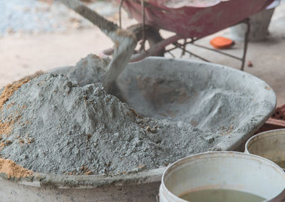 Close-up of cement at construction site