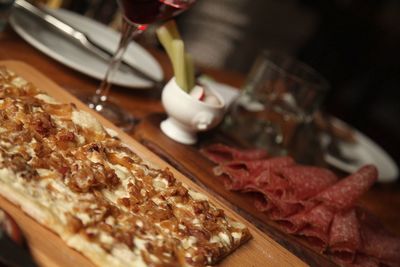 Close-up of food on table