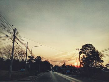 Empty road at sunset