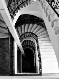 Low angle view of spiral staircase of building