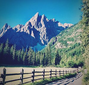 Scenic view of mountains against clear sky