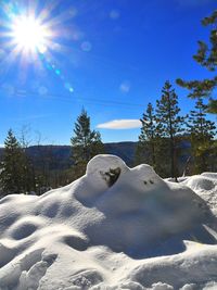 Snow covered landscape against sky