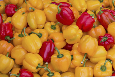 Full frame shot of bell peppers for sale in market