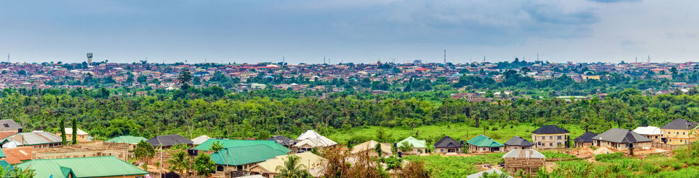 Panoramic shot of townscape against sky