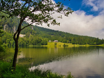 Scenic view of lake against sky