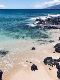 High angle view of beach against sky