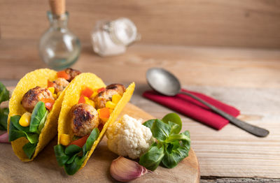 High angle view of fruits on table