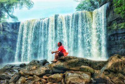 Scenic view of waterfall