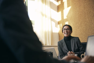 Young woman using laptop
