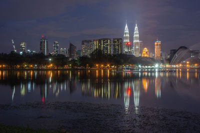 Illuminated city at night