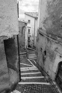 Low angle view of stairs against sky