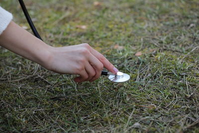 Cropped hand of person holding plant