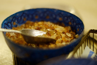 Close-up of meat in bowl