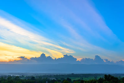 Scenic view of landscape against sky during sunset