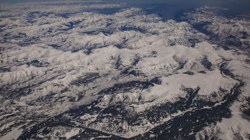 High angle view of snowcapped mountain