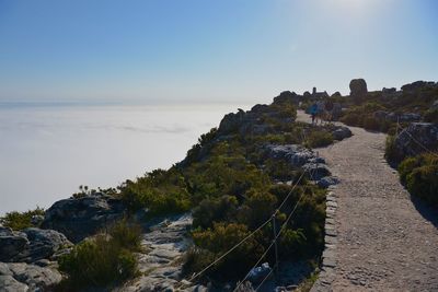 Scenic view of sea against clear sky