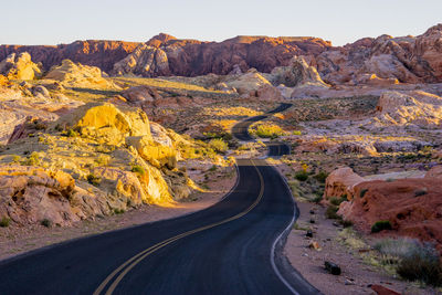 Road leading towards mountains