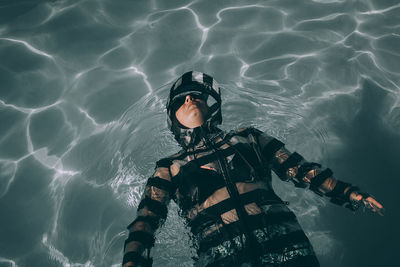 Man swimming in sea