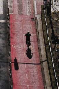 Cyclist on the bicycle track in the city in bilbao city spain