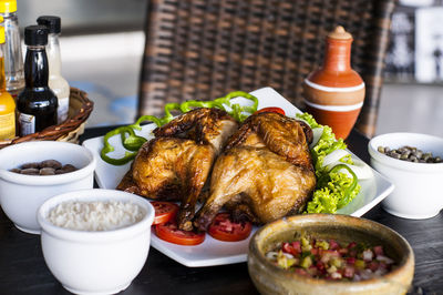 Close-up of food on table