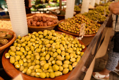 High angle view of vegetables for sale in market