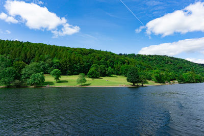 Landscape of lake windermere at lake district national park in united kingdom