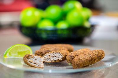 Close-up of bread on table