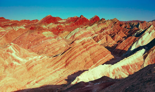 View of rock formations in desert