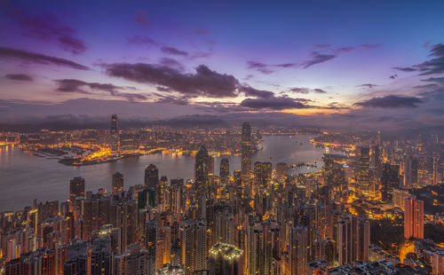 Illuminated cityscape at night