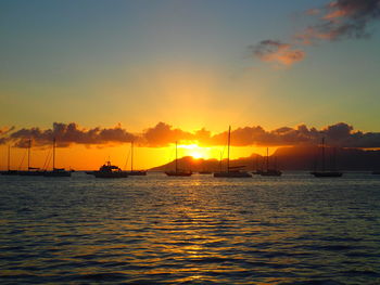 Scenic view of sea at sunset