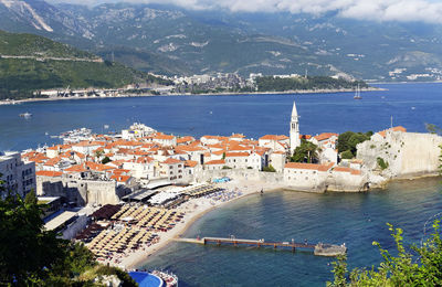 High angle view of town