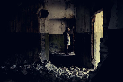 Shadow of hand on building