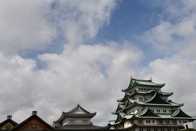 Low angle view of temple building against sky