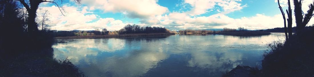 Panoramic view of lake against sky