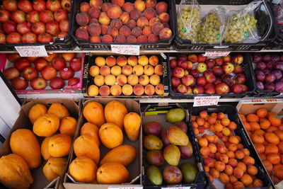 Various fruits for sale at market stall