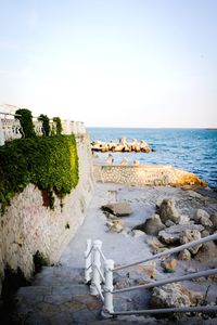 Scenic view of sea against clear sky