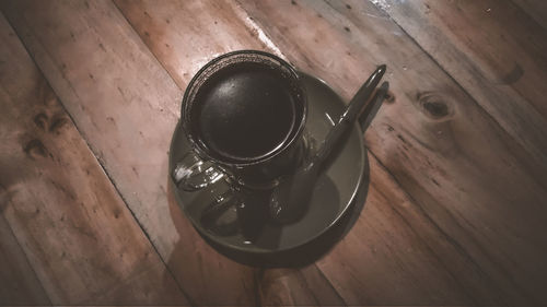 High angle view of tea on table